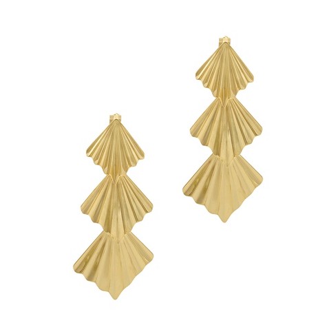 Adornia 14k Gold Plated Fan Drop Earrings - image 1 of 2