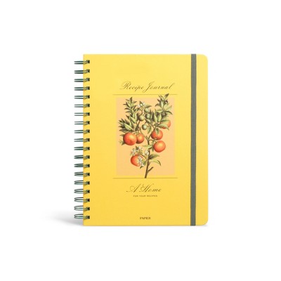 Papier 150pg Recipe Journal 9.84"x7.48" Orange Tree: Guided Spiral Notebook for Recipes, Hard Cover, Adult Stationery