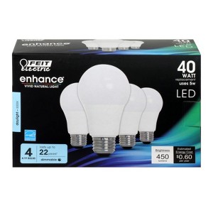 Feit Electric Enhance A19 E26 (Medium) LED Bulb Daylight 40 Watt Equivalence 4 pk - 1 of 1