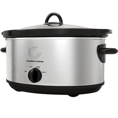 Complete Cuisine 7-Quart Stainless Steel Oval Slow Cooker