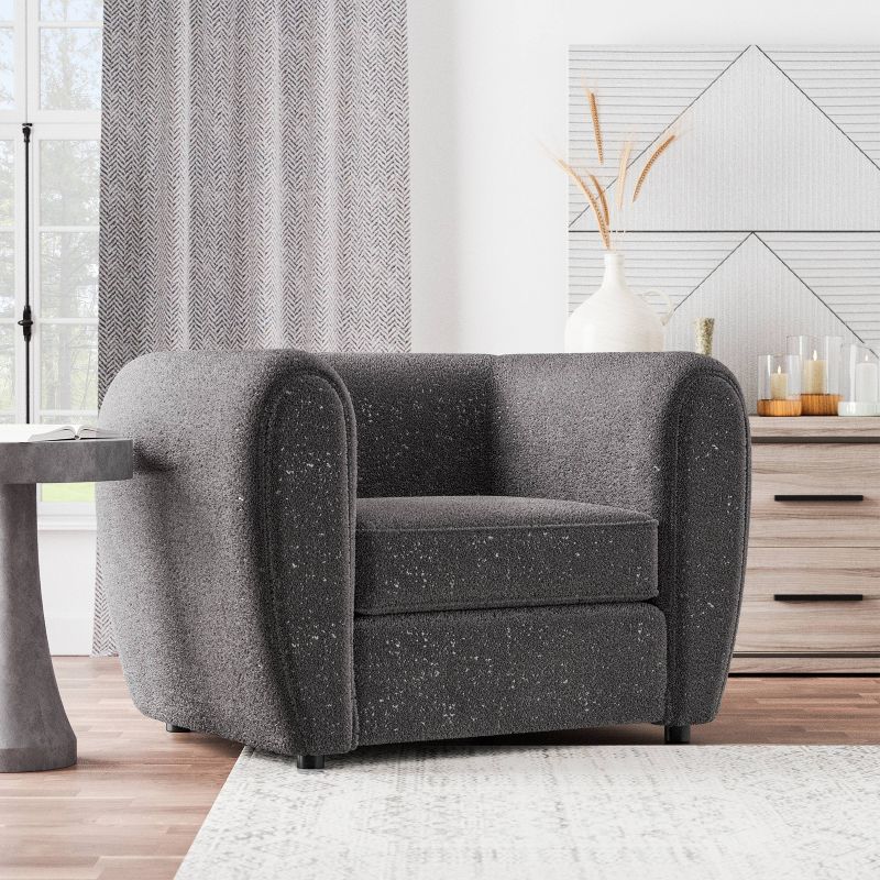 HOMES: Inside + Out Sunhaven Contemporary Boucle Fabric Deep Barrel Accent Armchair, 2 of 12