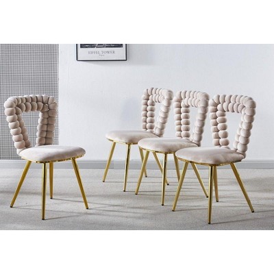 PAGED  Set of 2  Modern Iron Frame Dining Chairs with Plush Cushions & Hairpin Legs,Armless Chairs for Kitchen,Living Room