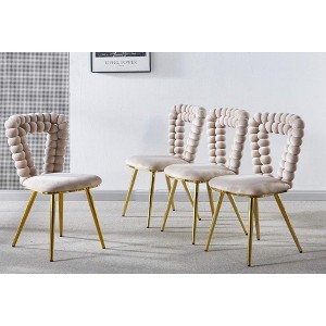 PAGED  Set of 2  Modern Iron Frame Dining Chairs with Plush Cushions & Hairpin Legs,Armless Chairs for Kitchen,Living Room - 1 of 4