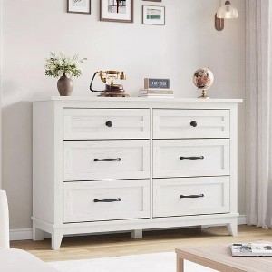 6 Dresser Cabinet, 47" Wide Drawer Dresser with Storage Freestanding, Wooden Closet Dresser Storage Chest for Bedroom Living Room - 1 of 4