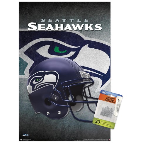 Trends International Nfl Seattle Seahawks - Helmet 16 Unframed Wall Poster  Print Clear Push Pins Bundle 22.375 X 34 : Target