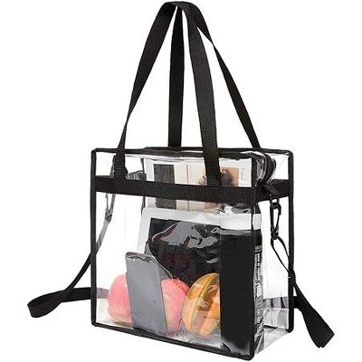MaseiKar Clear Bags Stadium Approved Clear Tote Bag with Zipper Closure Crossbody Shoulder Bag with Adjustable Strap,12x12x6in