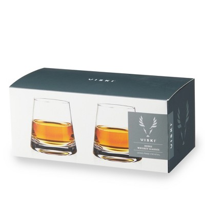 Viski Burke Lead-Free Crystal Tapered Whiskey Glasses, Set of 2