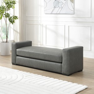 KWPZQEB 57.7" Ottoman Bench, Faux Leather Footstool, Rectangle Footrest, Entryway Bench with Upholstered, Bench End of Bed for Bedroom, Entryway - 1 of 4