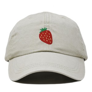 Dalix Strawberry Embroidered Cotton Dad Hat Fruit Adjustable Casual Baseball Cap Nature Womens - 1 of 4
