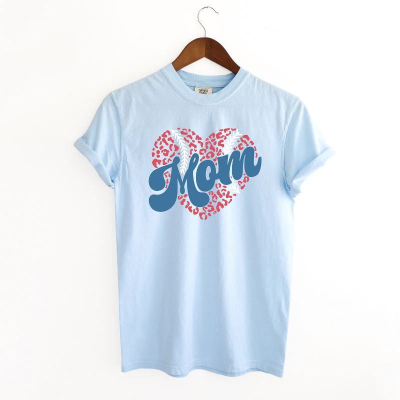 Simply Sage Market Women's Baseball Mom Heart Short Sleeve Garment Dyed Tee, 1 of 4