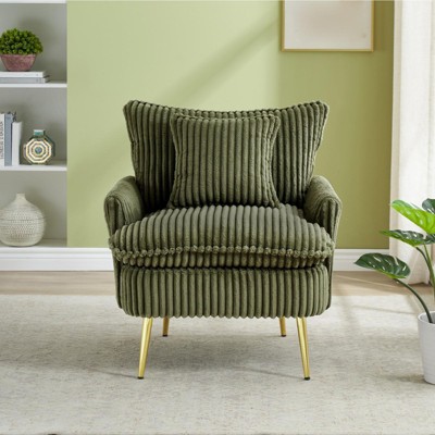 Modern Accent Chair, Upholstered Comfy Reading Chair, Single Sofa Armchair with Metal Legs, Vanity Chair for Living Room Bedroom Office