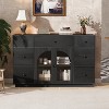 ModernLuxe Sideboard Storage Cabinet with Glass Doors, Solid Wood Buffet Console Display Cabinet with Drawers & Adjustable Shelves - 2 of 4