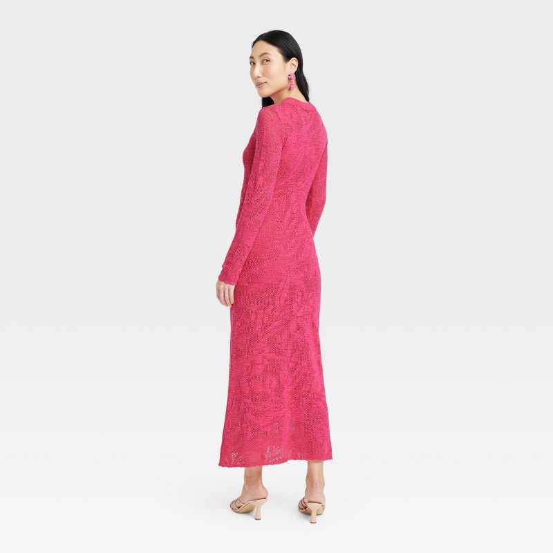Women's Long Sleeve Maxi Pointelle Dress - A New Day™, 3 of 7
