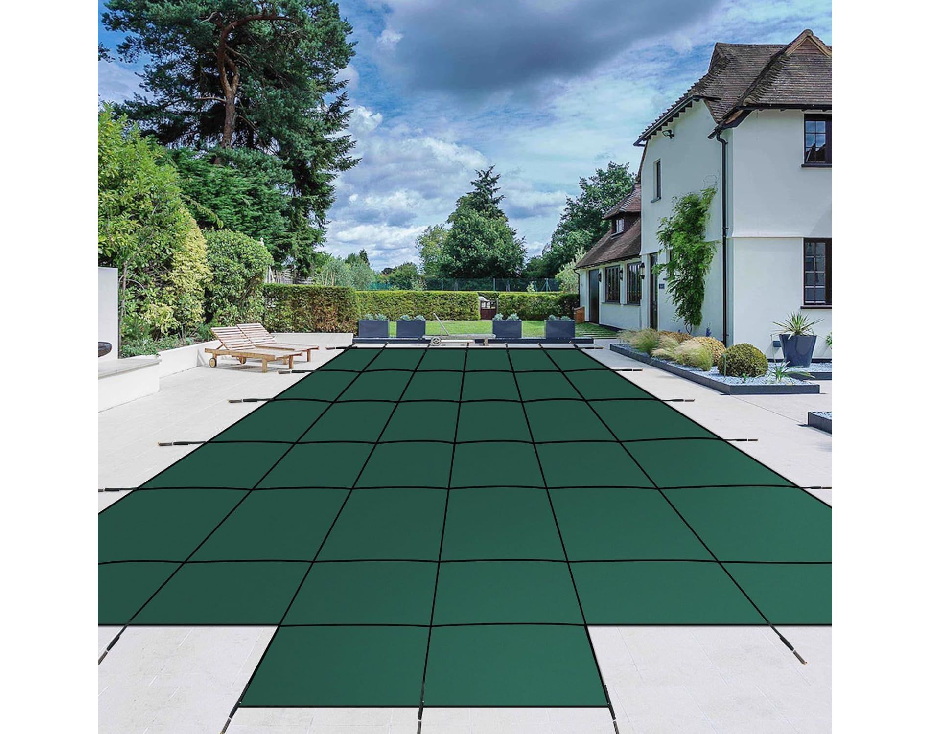 Pool Safety Cover Fits 20x40ft Rectangle Pool – Ultra-Dense Mesh Safety Net with Anchors & Installation Tools, Winter Cover Size 22x42ft
