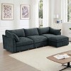 L-Shaped Sectional Sofa with Footstool, 3-Seater Sofa with Pull-Out Storage Drawers, Upholstered Chenille Sofa with Cushion-Coolbibila - 2 of 4