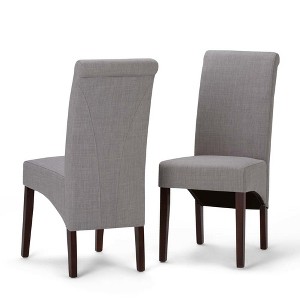FranklDeluxe Parson Dining Chair Set of 2 Dove Gray Linen Look Fabric - Wyndenhall