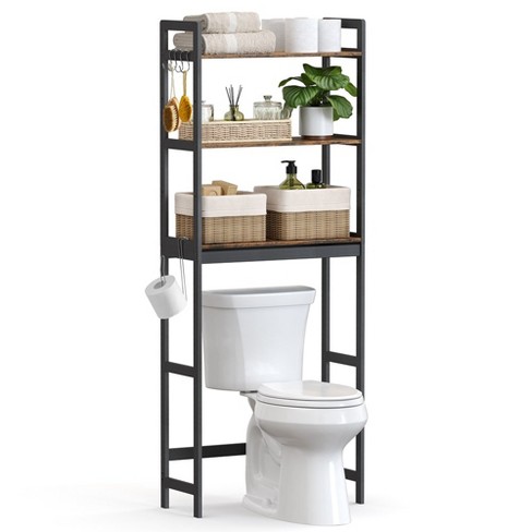 Over-The-Toilet cheapest Storage, Bathroom Cabinet with Adjustable Inside Shelf and Bottom Stabilizer Bar, Space-Saving Toilet Rack, Natural