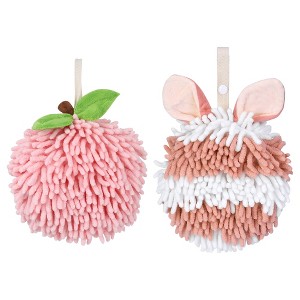 REGALWOVEN 2 Pcs Comfortable Soft Absorbent Chenille Ball Fuzzy Hand Towels - 1 of 4