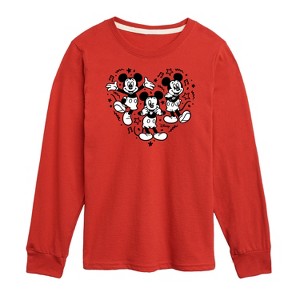 Boys' - Disney - Mickey Mouse Heart Long Sleeve Graphic T-Shirt - 1 of 4