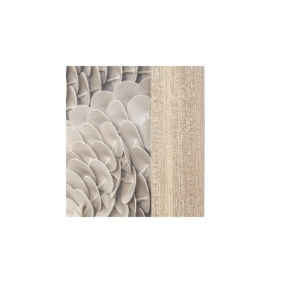 Beige and Gold Leather Petal 3D Wall Art in Light Wood Frame