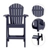 High Adirondack Barstool, Weather Resistant HDPE Patio Stool with Backrest and Armrests, Navy Blue - 2 of 4