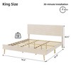 Queen Size Bed Frame with Velvet Upholstered Headboard, Platform Bed with Solid Wood Slats Support - 2 of 4