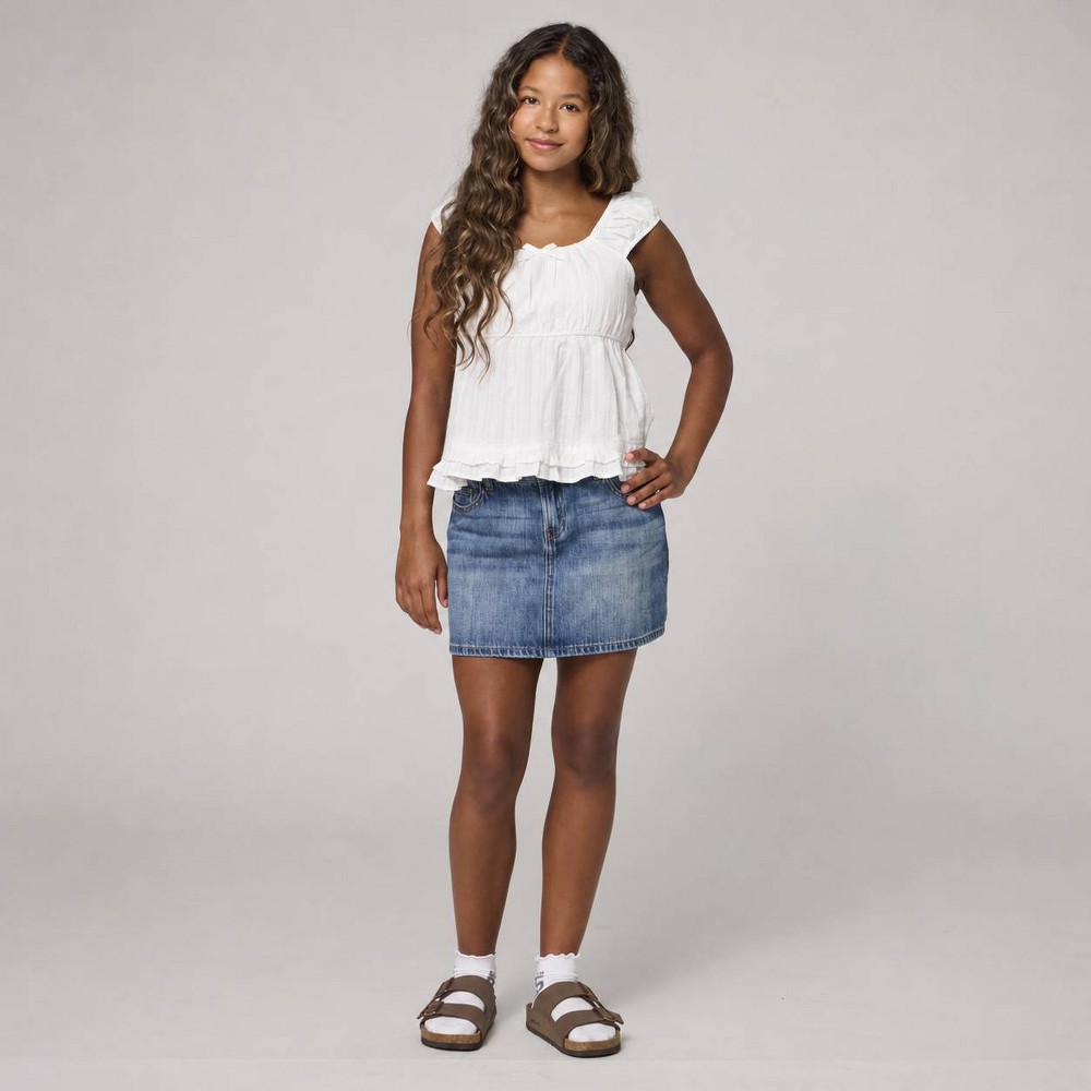 Pacsun Kids Girls' Mid-Rise Denim 5-Pocket Skirt - Dark Wash 8