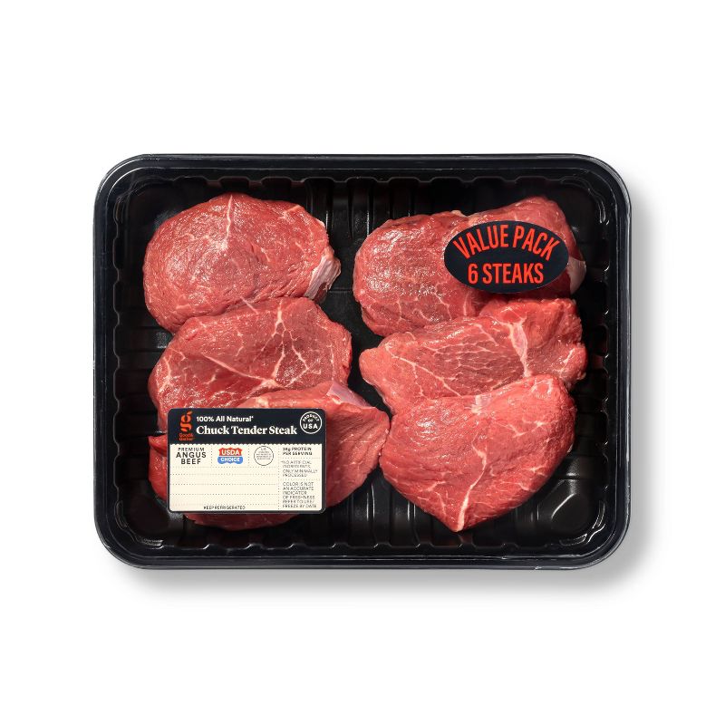 USDA Choice Angus Chuck Tender Steak - 1.09-2.0 lbs - price per lb - Good &#38; Gather&#8482;, 1 of 5