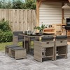 vidaXL 9 Piece Patio Dining Set with Cushions Gray Poly Rattan - 2 of 4