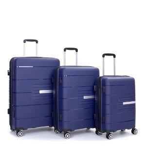 3 Piece Luggage Set PP Lightweight Suitcase Set With TSA Lock & Expanable Spinner Wheels 20inch+24inch+28inch - 1 of 4