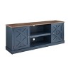 Home Essentials 58" TV Stand for TVs up to 64" Navy/Walnut: Farmhouse Style Media Console with Adjustable Shelves - 4 of 4