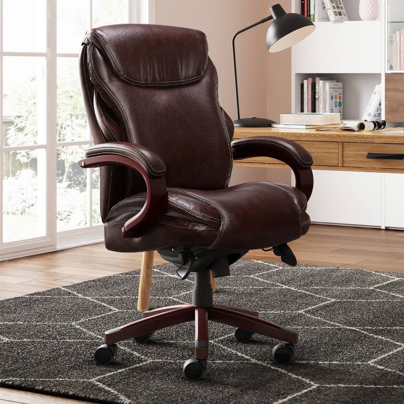 Hyland Bonded Leather & Wood Executive Office Chair - La-Z-Boy, 3 of 15