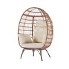 Lycvki Outdoor Wicker Egg Chair with Beige Cushion - 2 of 4