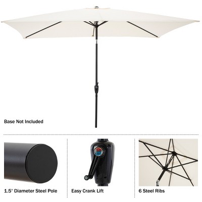 Beige Rectangular Steel Frame Patio Umbrella with Crank and Tilt
