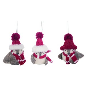 Transpac Foam Bird w/Hat and Scarf Ornament Set of 3 Christmas Home Decorations - 1 of 1