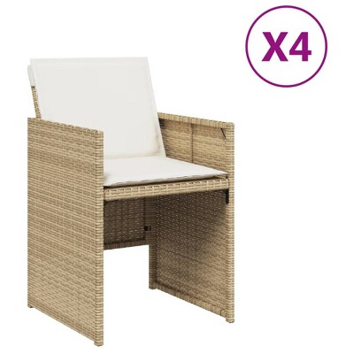 vidaXL Patio Chairs with Cushions 4 pcs Beige Poly Rattan