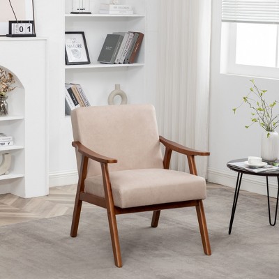 NicBex PU Leather/Microfiber/Velvet Upholstered Accent Chair with Wood Frame,Mid Century Arm Chair for Bedroom,Reading Room