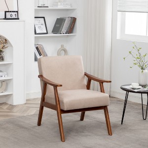 NicBex PU Leather/Microfiber/Velvet Upholstered Accent Chair with Wood Frame,Mid Century Arm Chair for Bedroom,Reading Room - 1 of 4