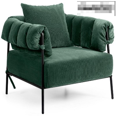 KERDOM 28.2" Corduroy Fabric Modern Accent Chair with Pillow, Green
