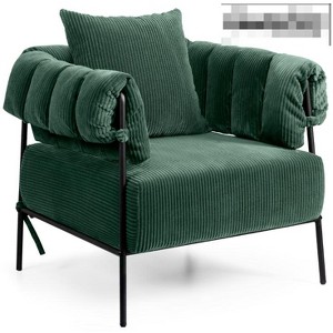KERDOM 28.2" Corduroy Fabric Modern Accent Chair with Pillow, Green - 1 of 1
