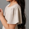 Hope & Henry Girls' Short Sleeve Pleated Sweater Dress, Light Taupe Heather, 2T - 3 of 4