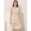 Allegra K Women's Floral Flutter Sleeves V Neck Smocked Ruffle Sundresses - 2 of 4