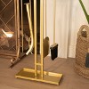 Barton 5PCS Fireplace Tools Set 29" Wrought Iron Tool Fire Poker, Shovel, Tongs, Brush, Stand Chimney, Stove, Gold - 3 of 4