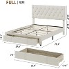 Homhougo Full Size Bed Frame, Upholstered Platform Bed Frame with Storage Drawers, Mattress Foundation with Solid Wooden Slats Support, Beige - 2 of 4