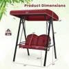 Costway 2-Person Outdoor Porch Swing Swing Loveseat with A-Shaped Metal Stand Beige/Wine/Navy/Gray/Brown - 3 of 4