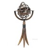 Decorative 12" Brass Armillary – Buffalo Horn Support – Nautical Display Piece By Old Modern Handicrafts - 3 of 4