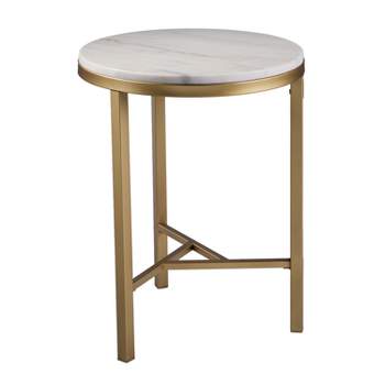 Galatea Ivory Marble Side Table Champagne - Aiden Lane