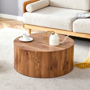 27.5" Round Coffee Table with Low Profile MDF Base,Modern Accent Table for Compact Spaces-The Pop Home - 1 of 4