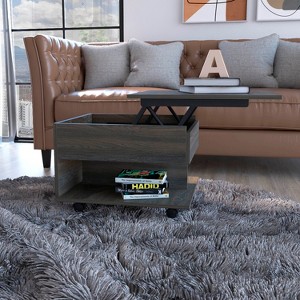 Vynxaria Lift Top Coffee Table with Concealed Storage & Locking Wheels - 1 of 4