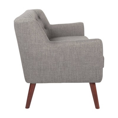 Gray Polyester Loveseat with Coffee Legs
